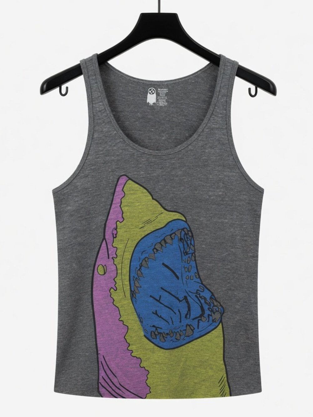 Men's Deus Grey Large Tank Shark Design Logo